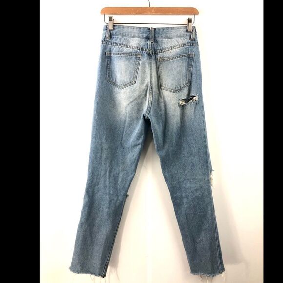 MOMOKROM High Waisted Distressed Ankle Jeans 25" - Picture 3 of 9